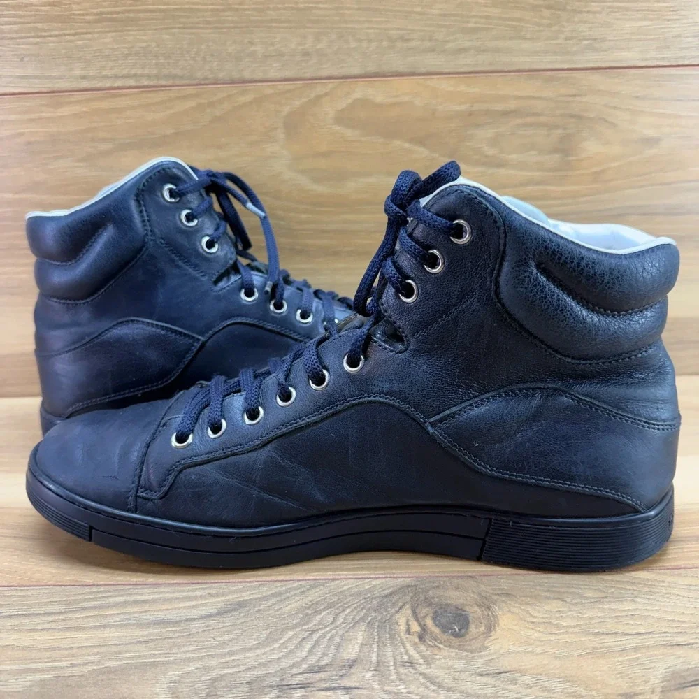 Salvatore Ferragamo High Top Sneakers Mens 8.5 D Black Leather Casual Everyday